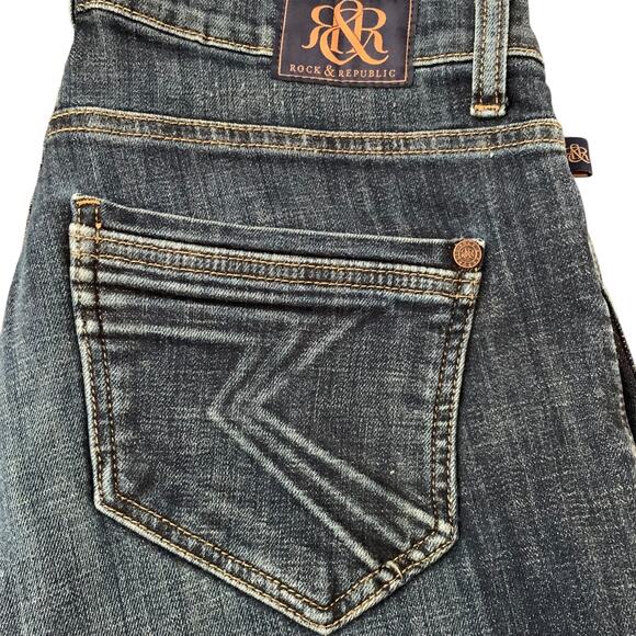 Rock & Republic Jeans Women Size 8 Emo Skinny Straight Embossed Mid-Rise Stretch - Picture 6 of 9